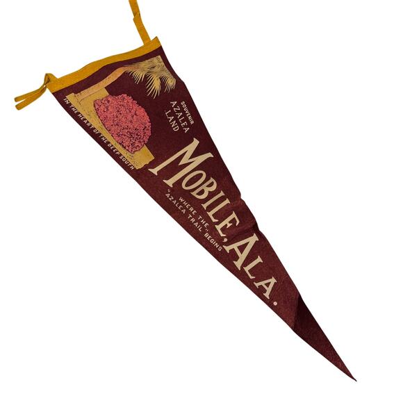 Unbranded Other - AZALEA LAND VINTAGE SOUVENIR 24” FELT PENNANT MOBILE ALABAMA Heart Of Deep South